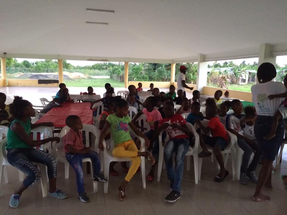Children gathered during a community program